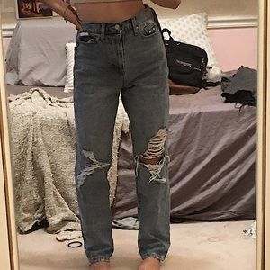 ripped straight leg jeans